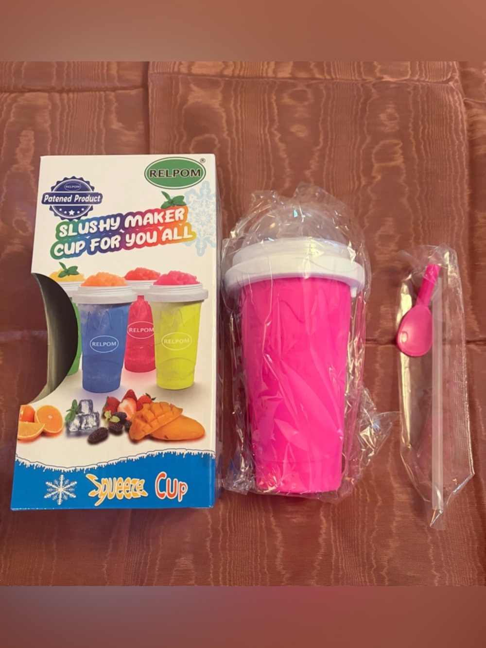 Relpom Kids Pink Slushy Maker Cup - Reusable Squeeze Cup NWT